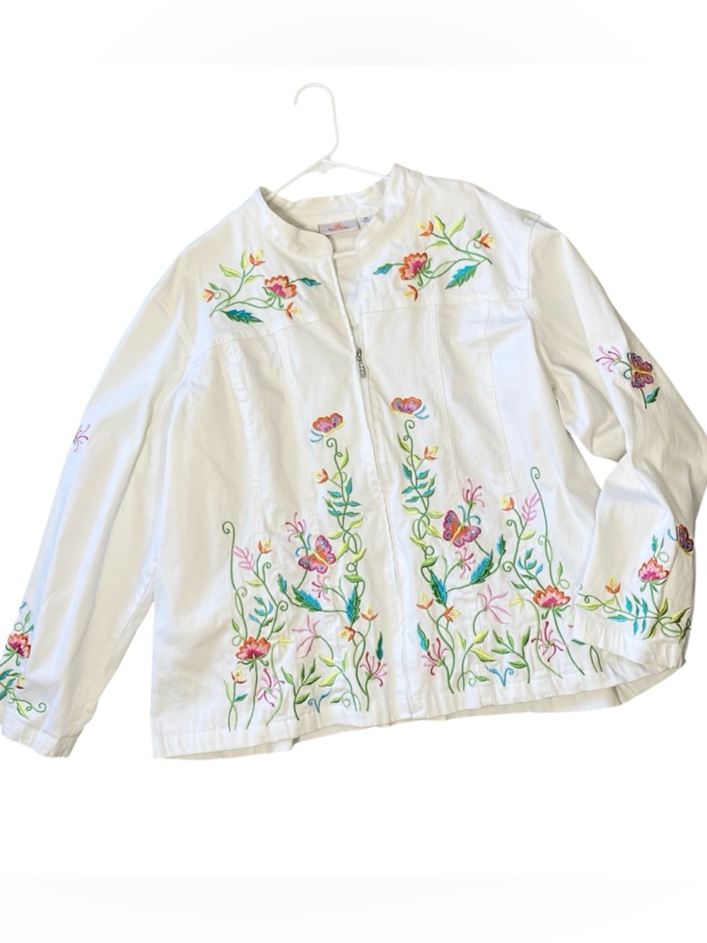 QUACKER FACTORY Embroidered Butterfly & Floral Jacket